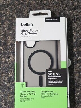 Belkin SheerForce Grip Series Phone Case - Light Gray with Black MagSafe Ring